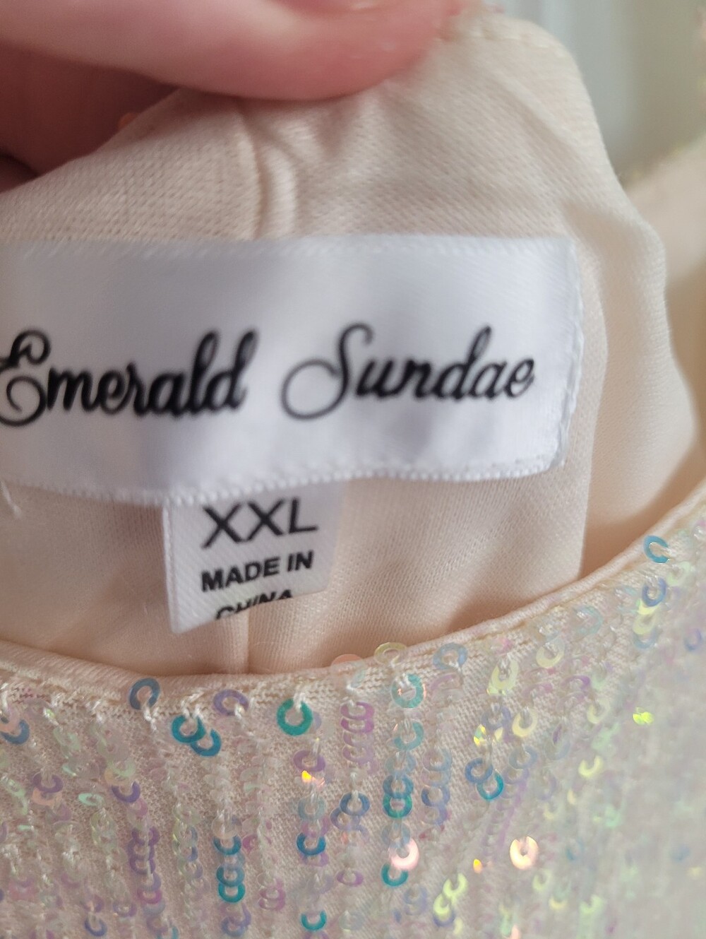 Emerald Sundae Slim Neutral Sequin Bodycon Cocktail Dress XXL Fits 12-14 - Picture 7 of 13